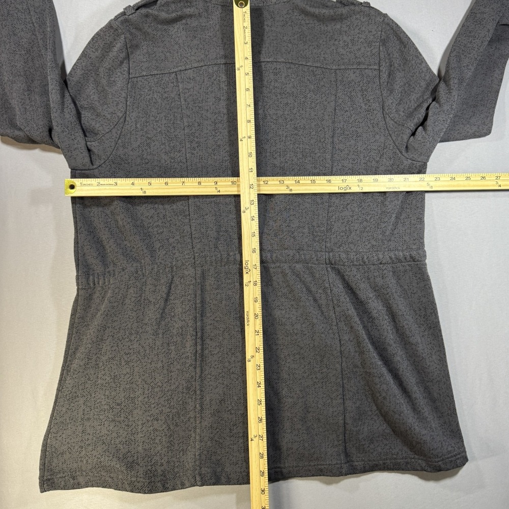 Torrid Womens 1 Gray Knit Military Utility Jacket Drawstring Waist Button Front - Picture 9 of 11